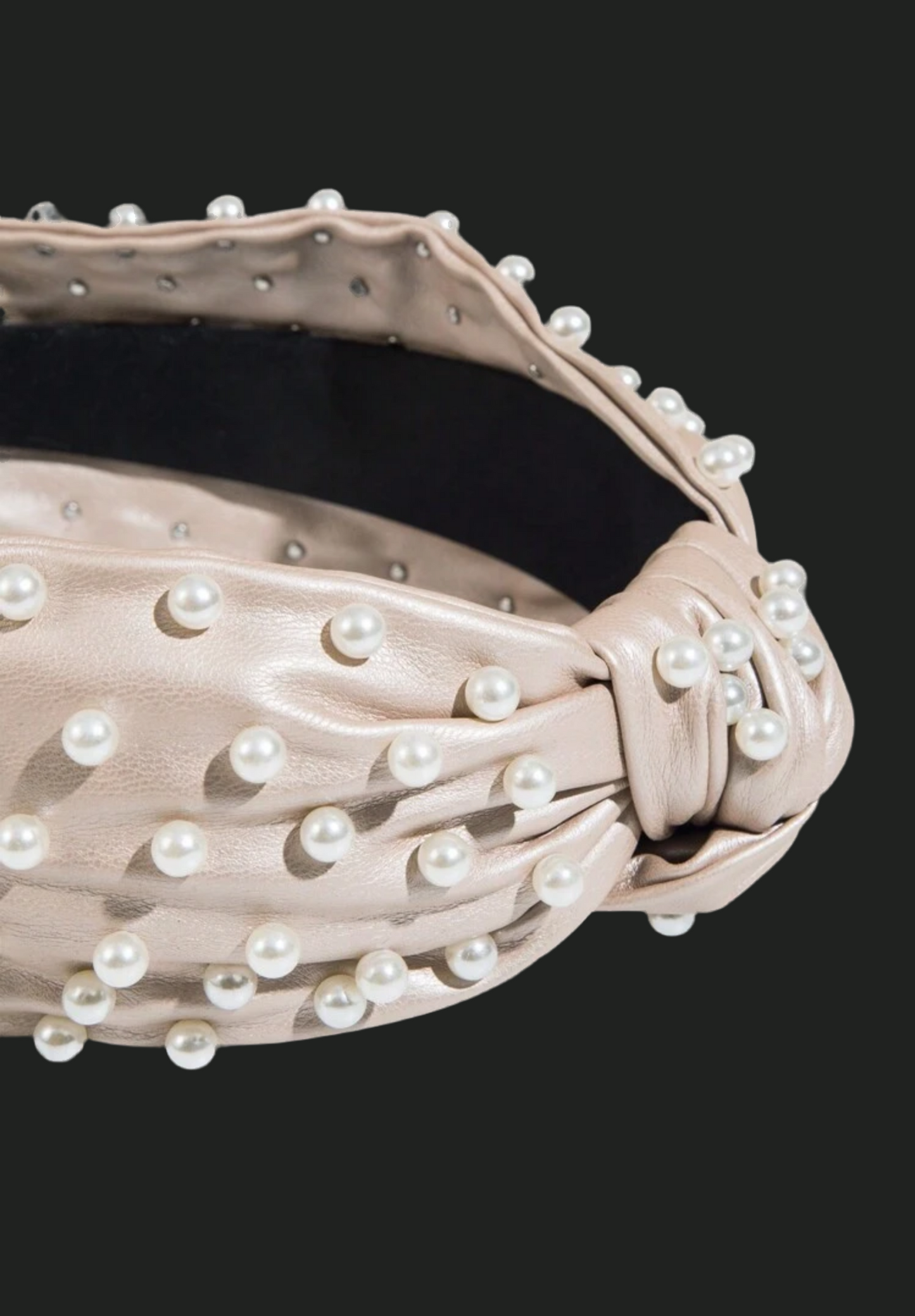 Leather and Pearl Headband