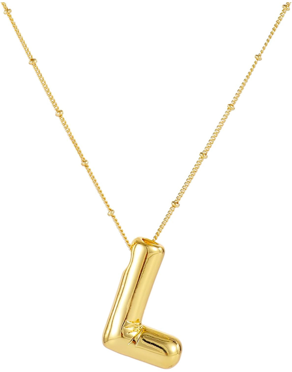 Bubble Letter Initial Necklace