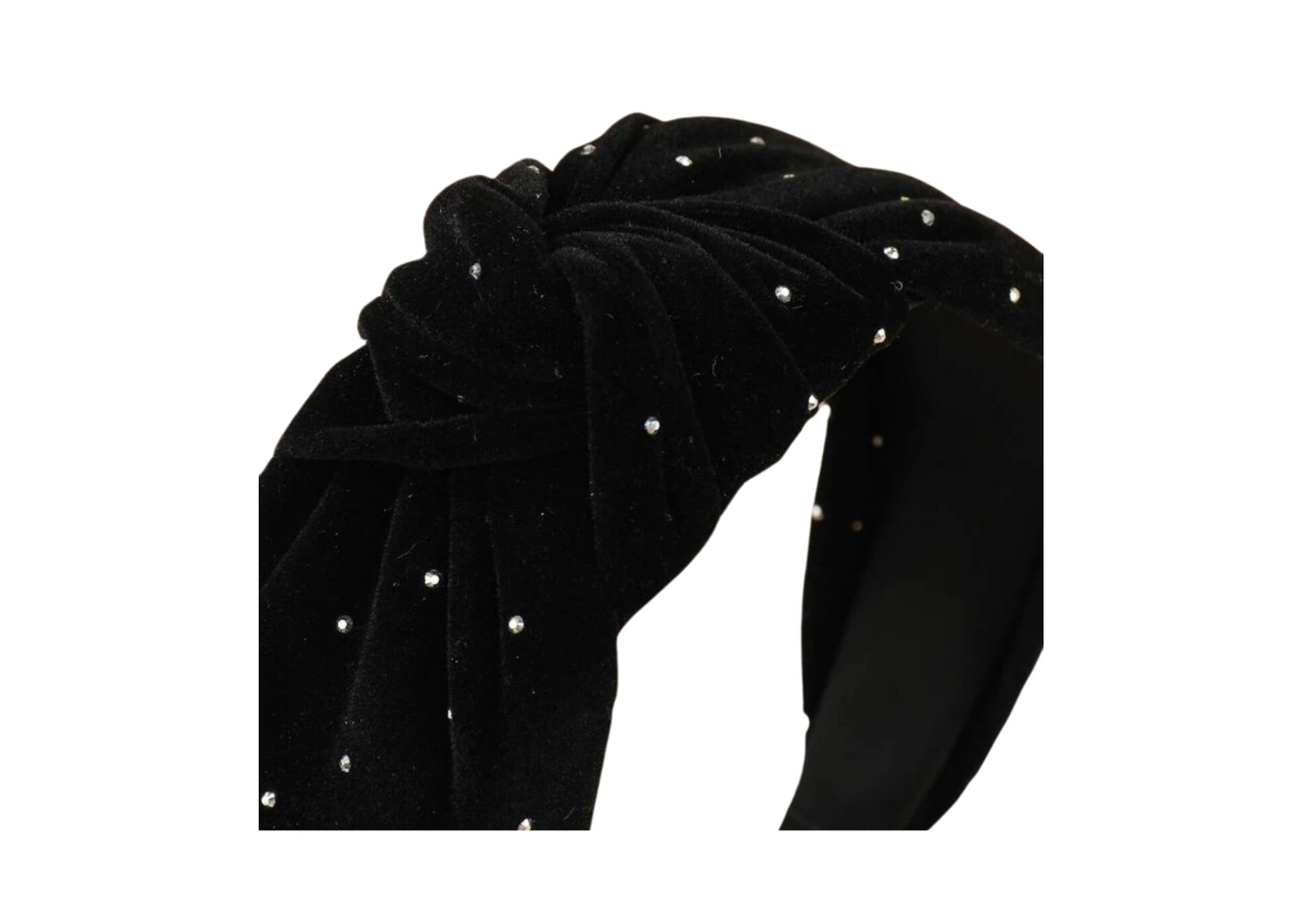 Black Velvet Rhinestone Knot Headband