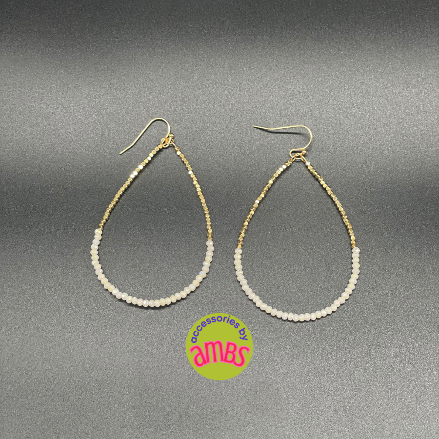 Crystal glass and gold bead earrings