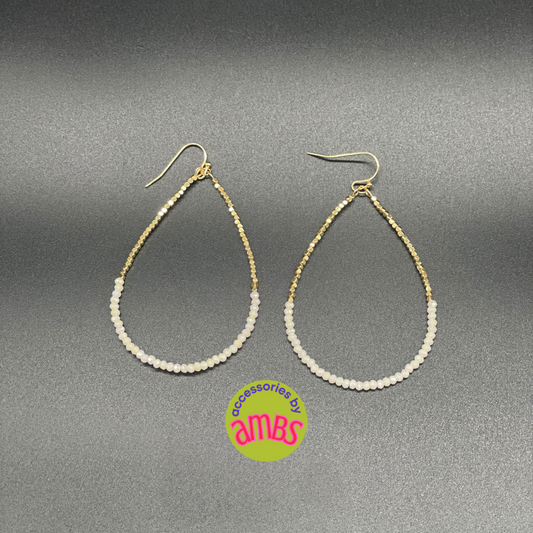 Crystal glass and gold bead earrings
