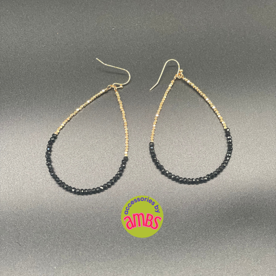 Crystal glass and gold bead earrings