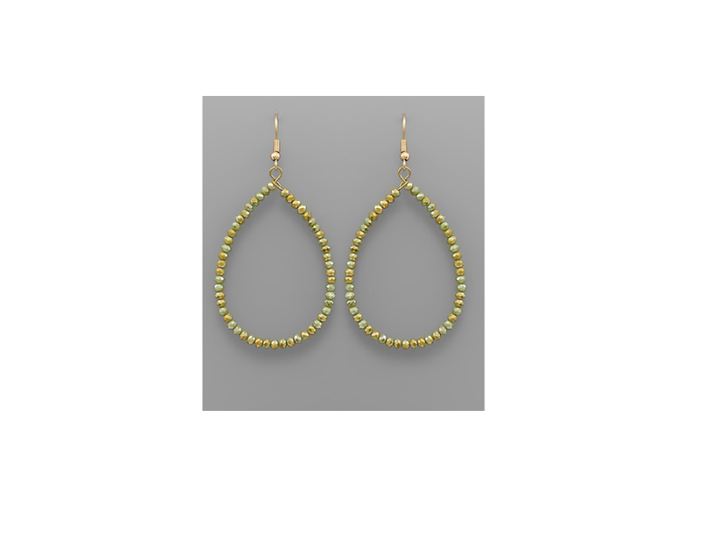 Olive Bead Teardrop Earring