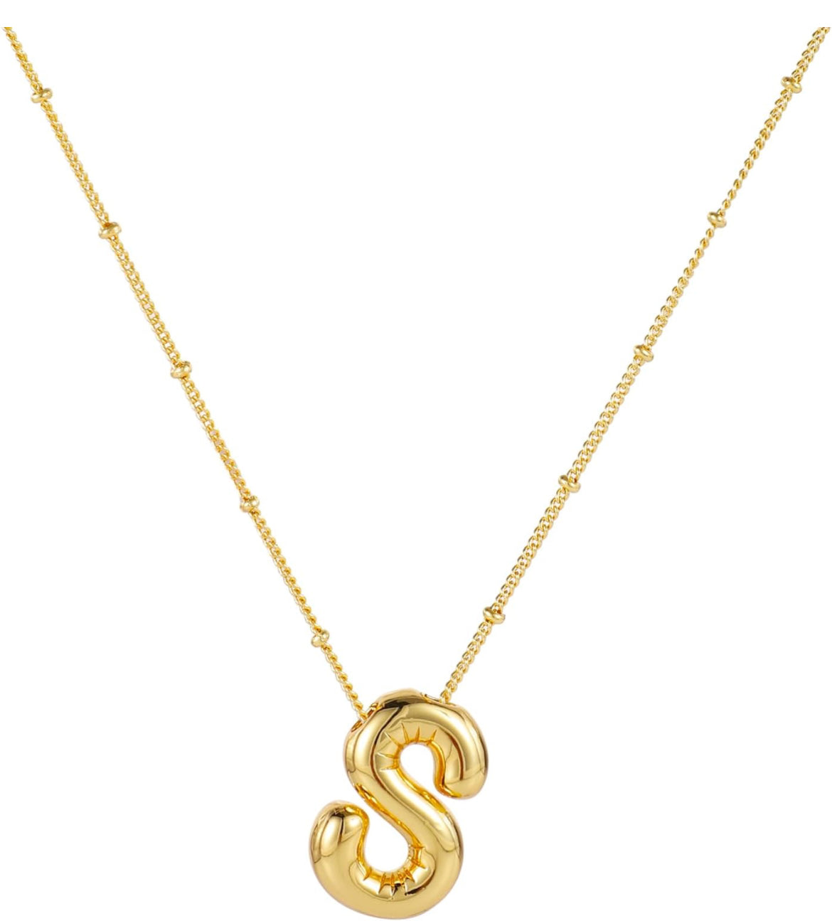 Bubble Letter Initial Necklace