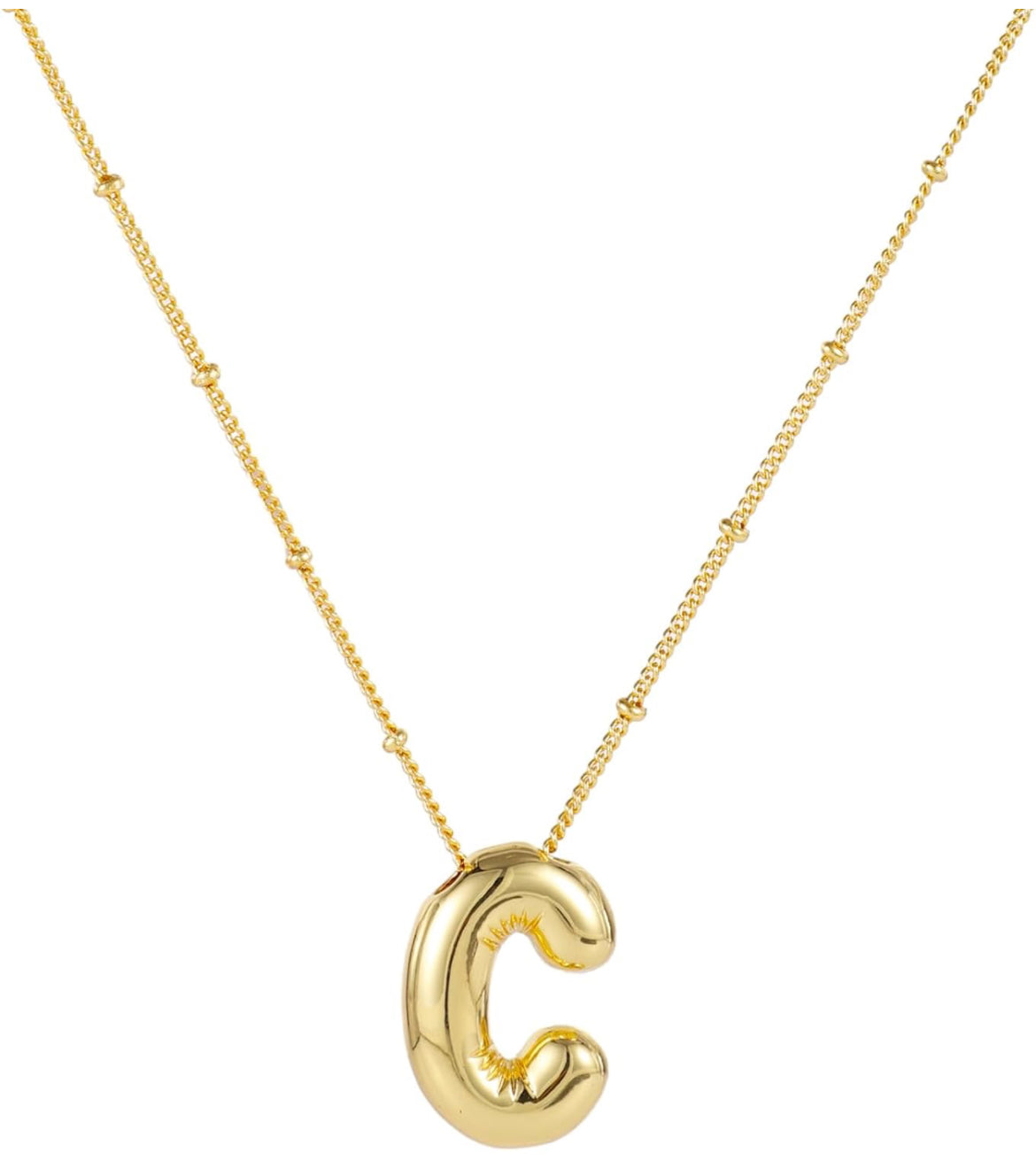 Bubble Letter Initial Necklace