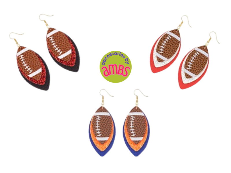 Orange and Blue Glitter Football Earrings