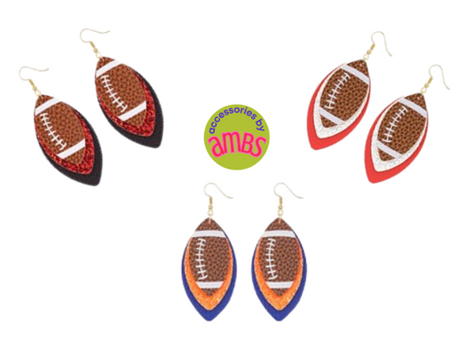 Orange and Blue Glitter Football Earrings