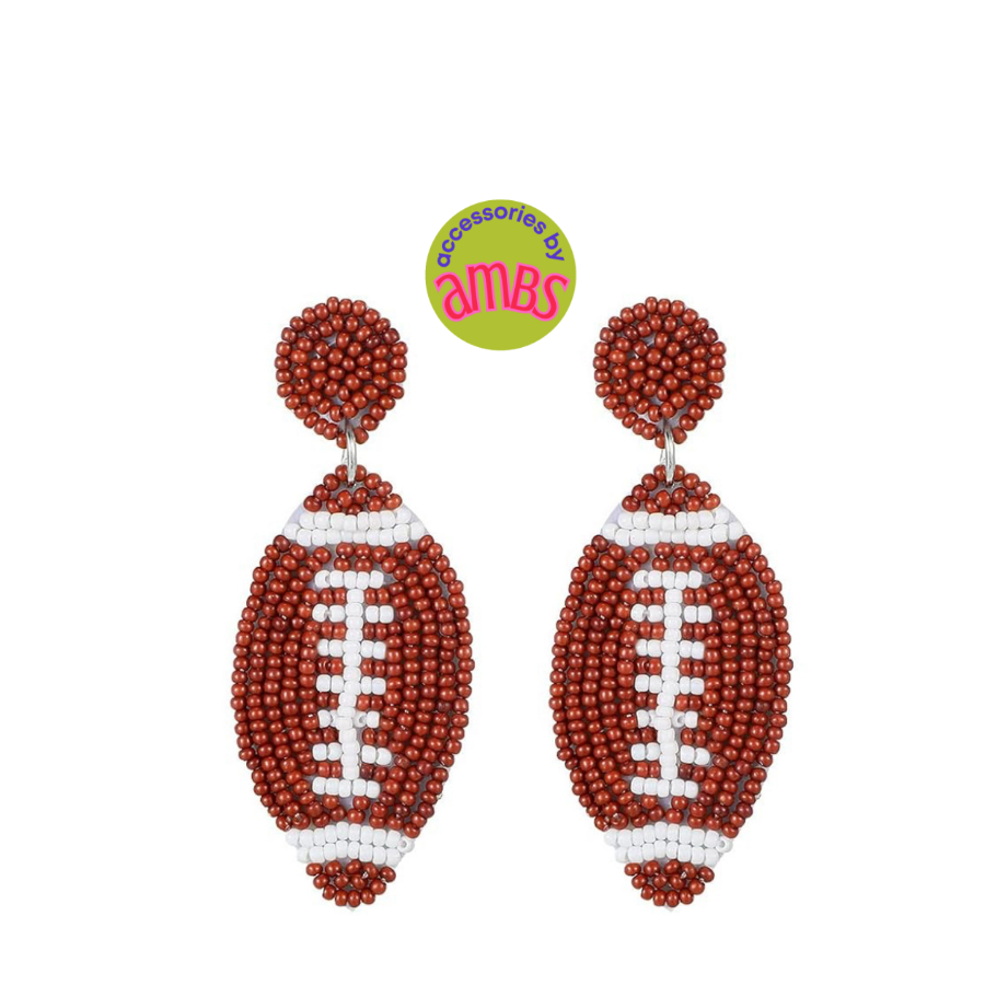 Game Day Seed Bead Football Earrings