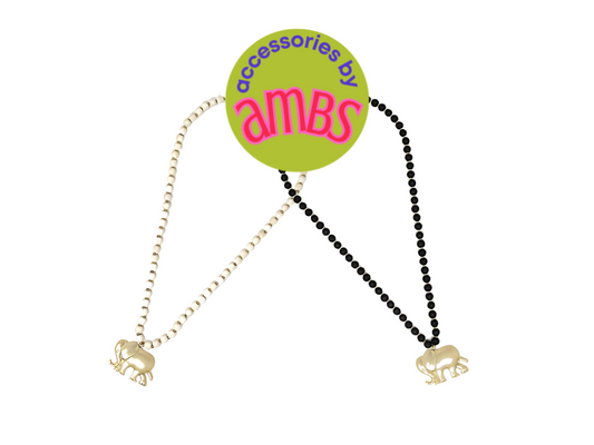 Wooden Bead Necklace with Elephant Pendant