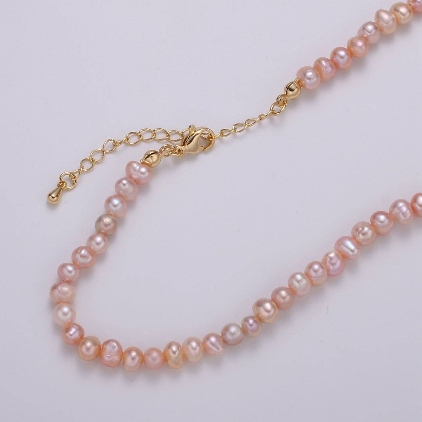 2mm Pink Freshwater Pearl 15 Inch Choker Necklace w. Extender