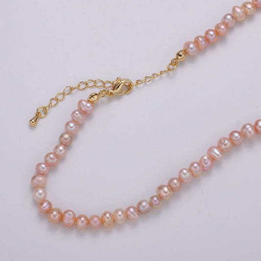 2mm Pink Freshwater Pearl 15 Inch Choker Necklace w. Extender