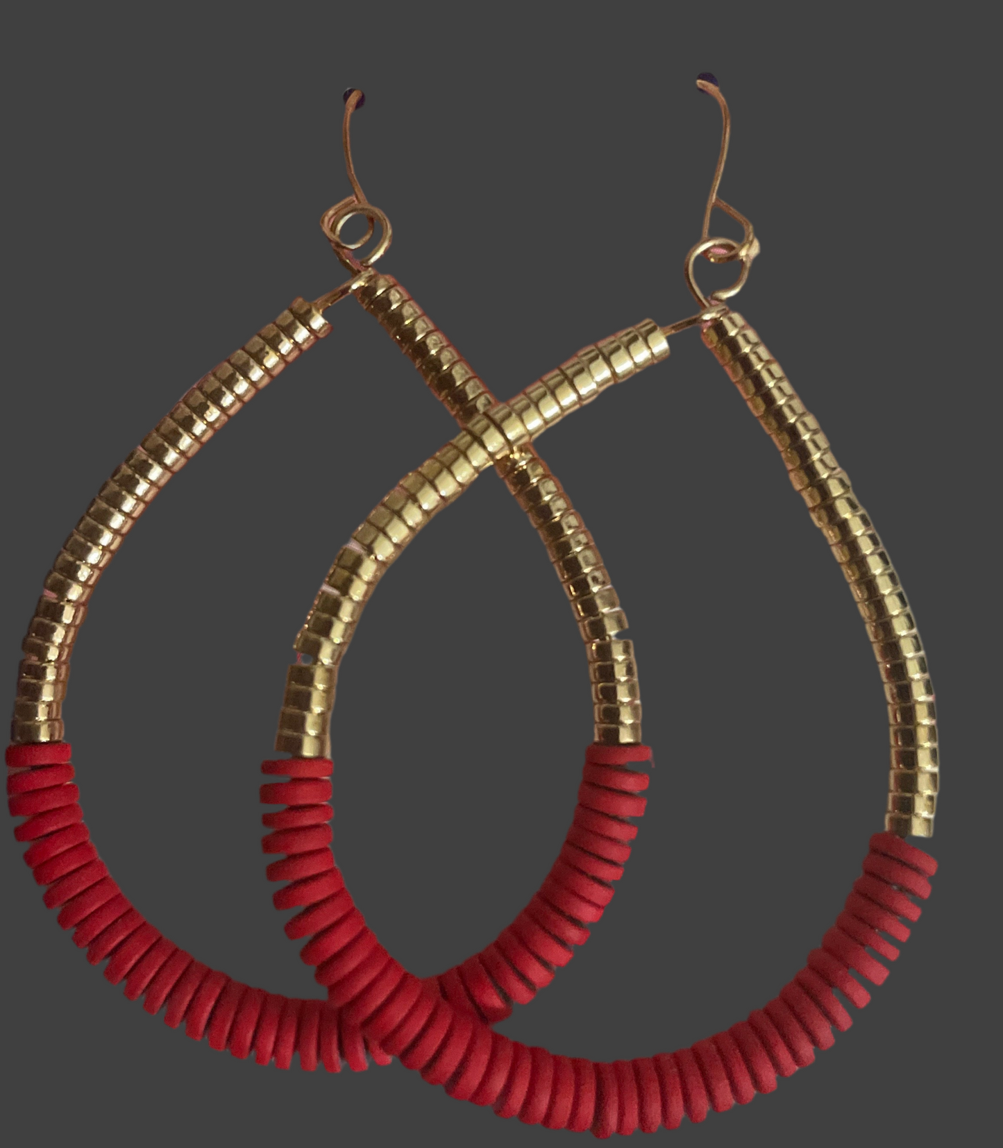 Red Bead Teardrop earrings