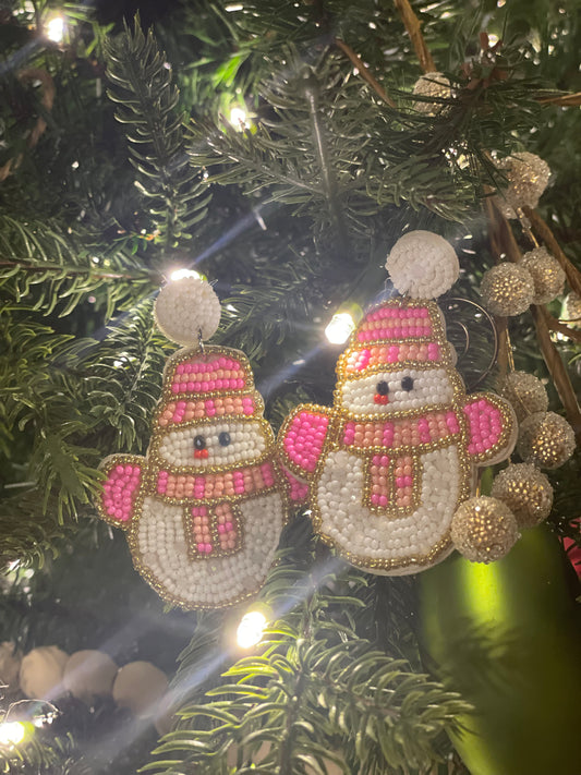 Pink Snowman earrings