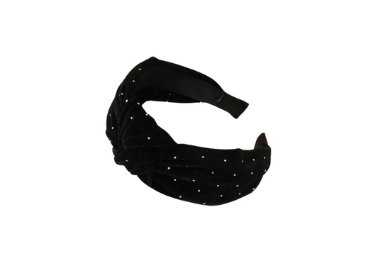 Black Velvet Rhinestone Knot Headband