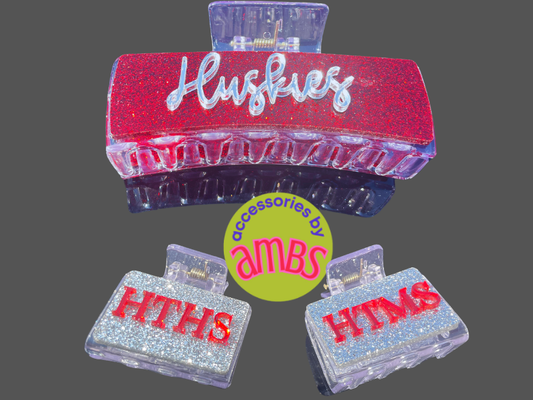 Hewitt Huskies Glitter Clips