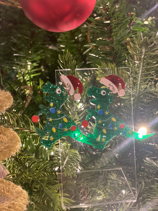 Christmas Dino earrings