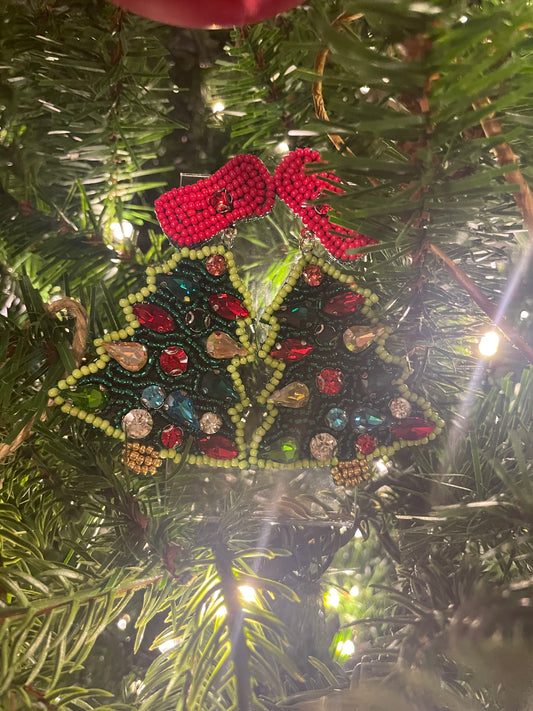 Seed Bead Christmas Tree Earrings