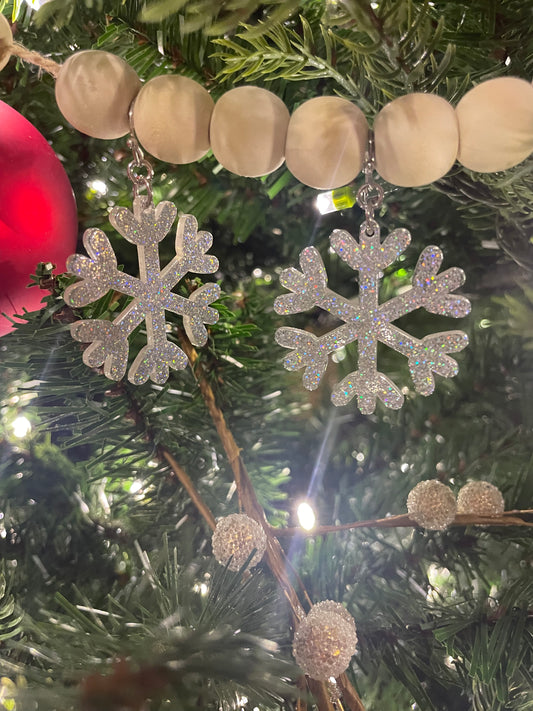 Glitter Snowflake Earrings