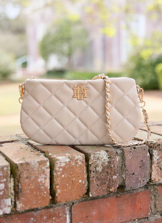 Livi Quilted Crossbody in Taupe