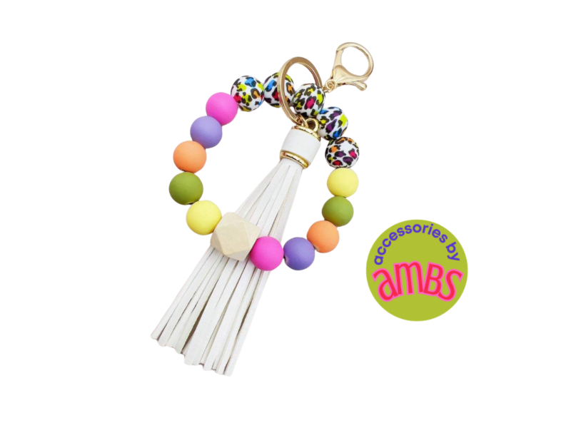 Beaded Bracelet Keychain with tassels