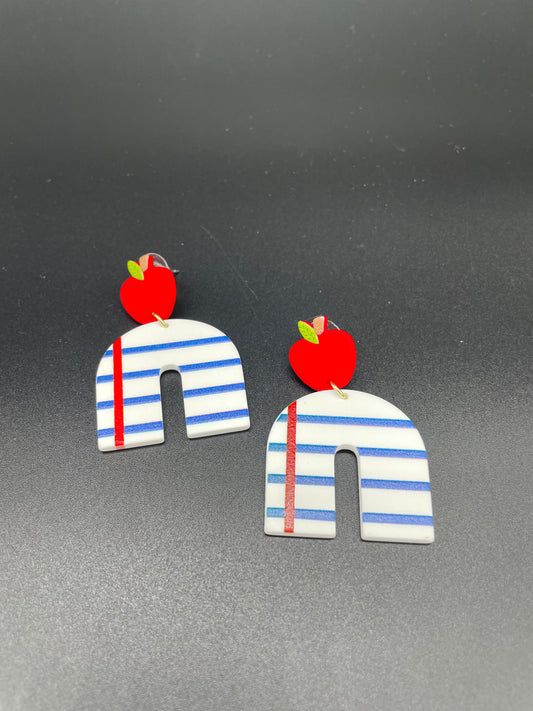 Paper and Apple Earrings