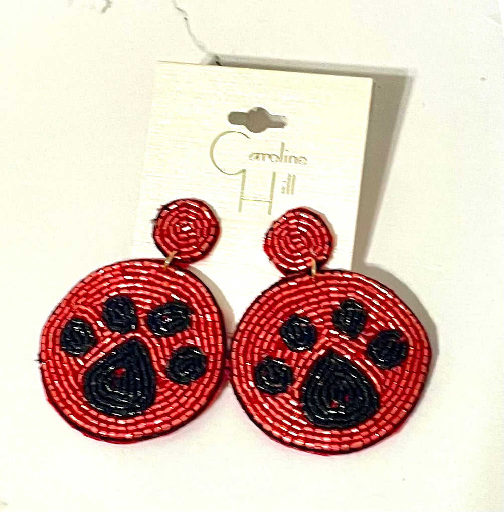 Red Paw Print Earrings