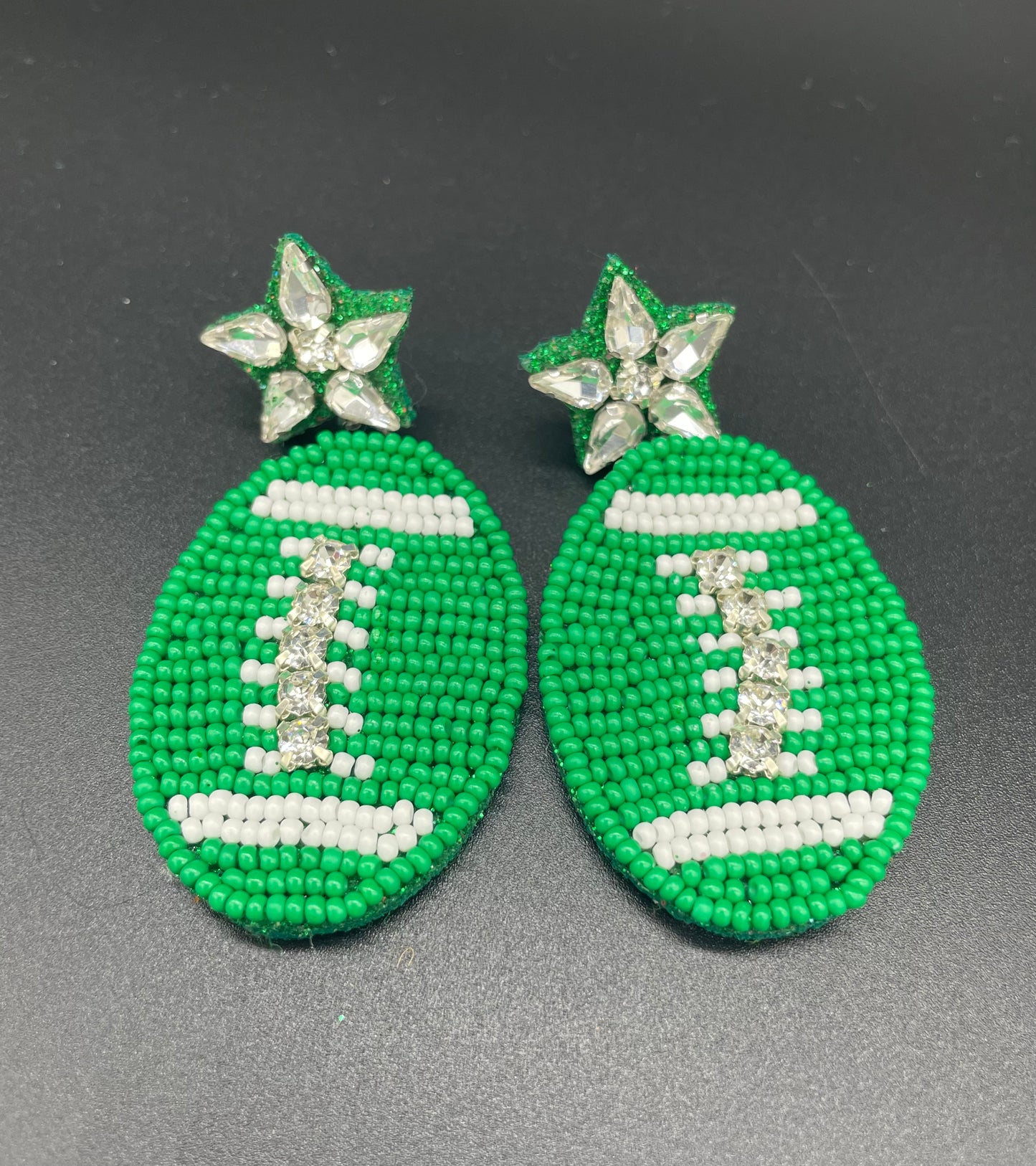 Green Football Earrings