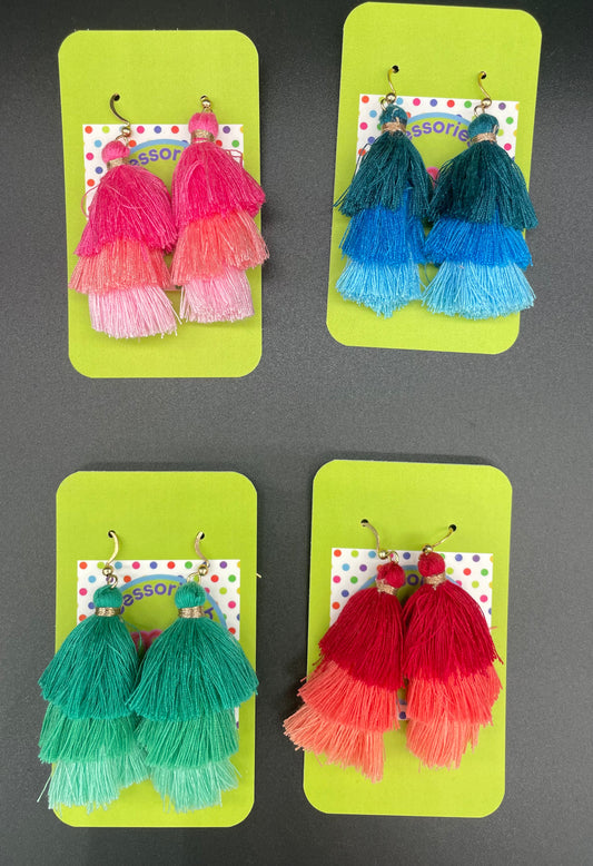 Color Block Tassel Earrings