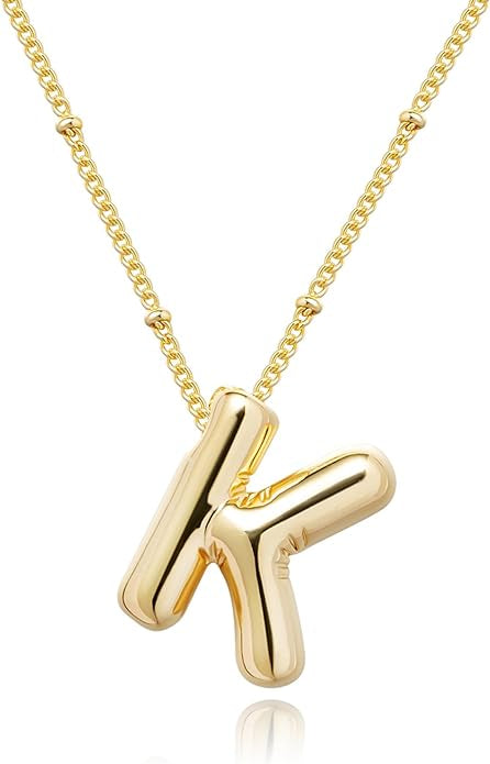 Bubble Letter Initial Necklace