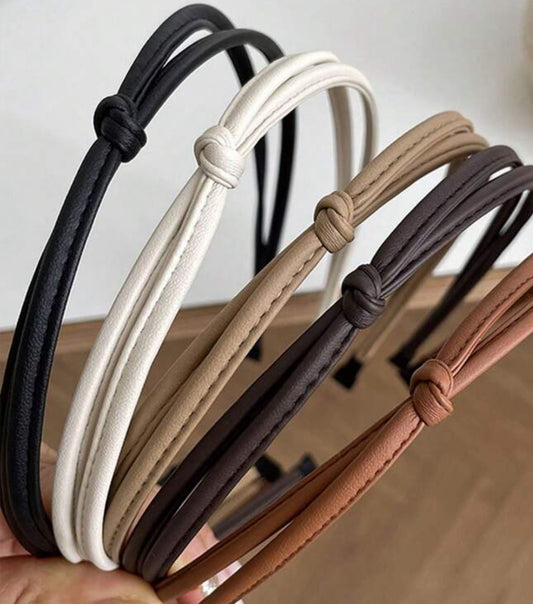 Thin vegan leather knot headband