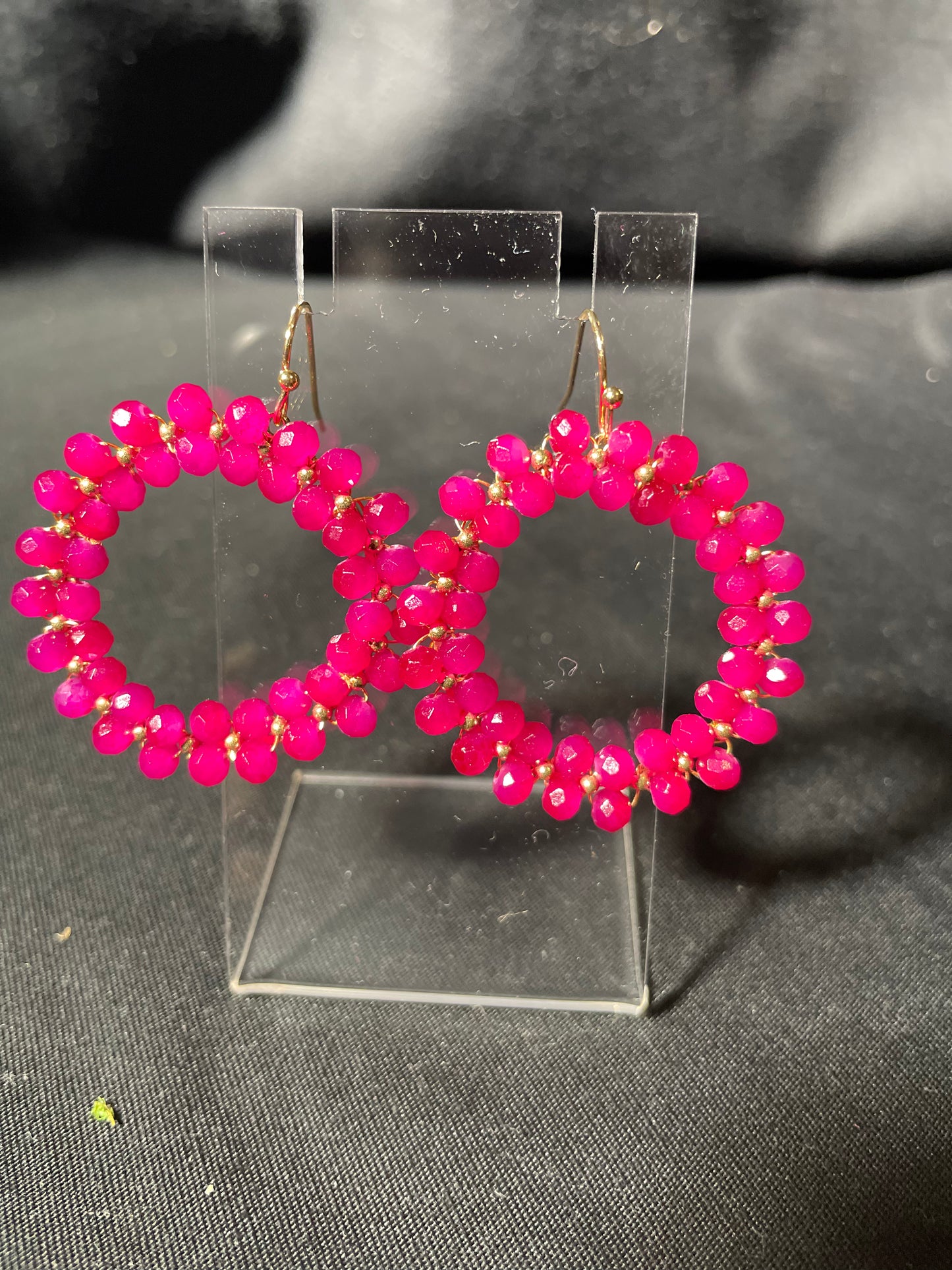 Fuschia crystal beaded earrings