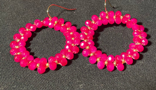 Fuschia crystal beaded earrings