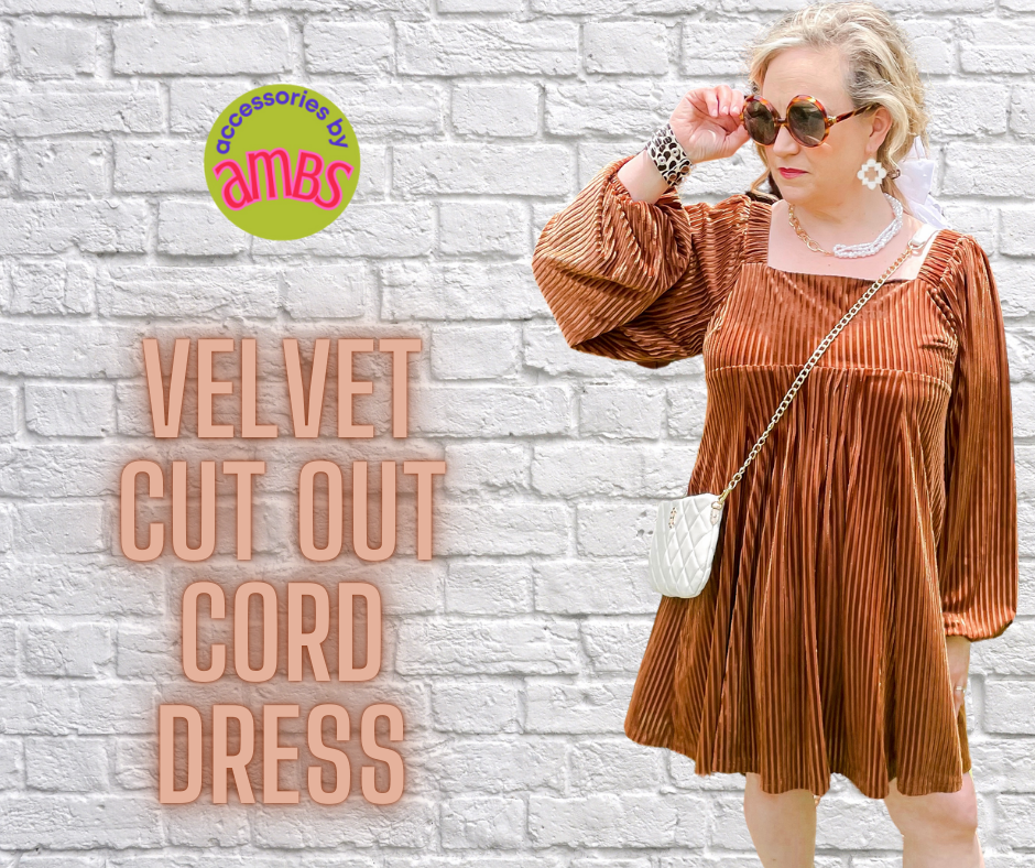 Velvet Cut Out Cord Dress