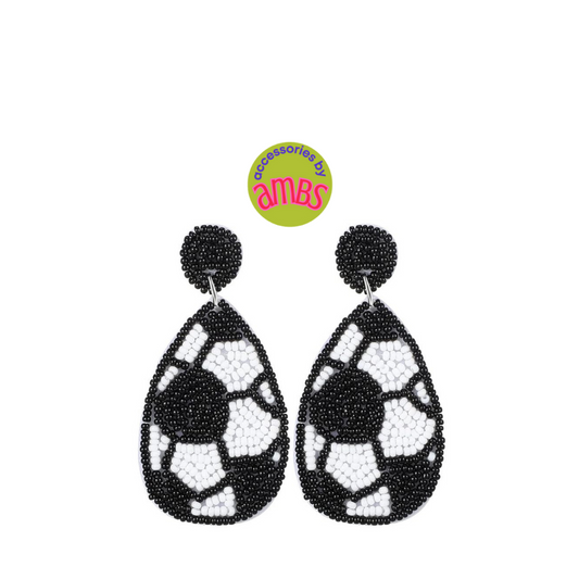 Game Day Seed Bead Soccer Earrings