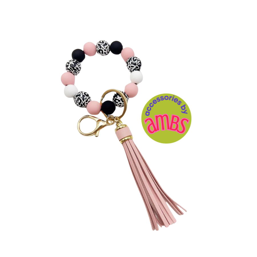 Beaded Bracelet Keychain with tassels