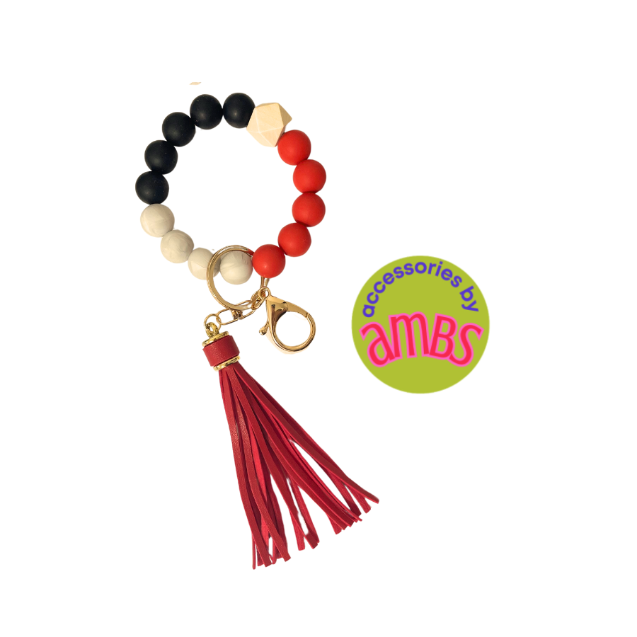 Beaded Bracelet Keychain with tassels