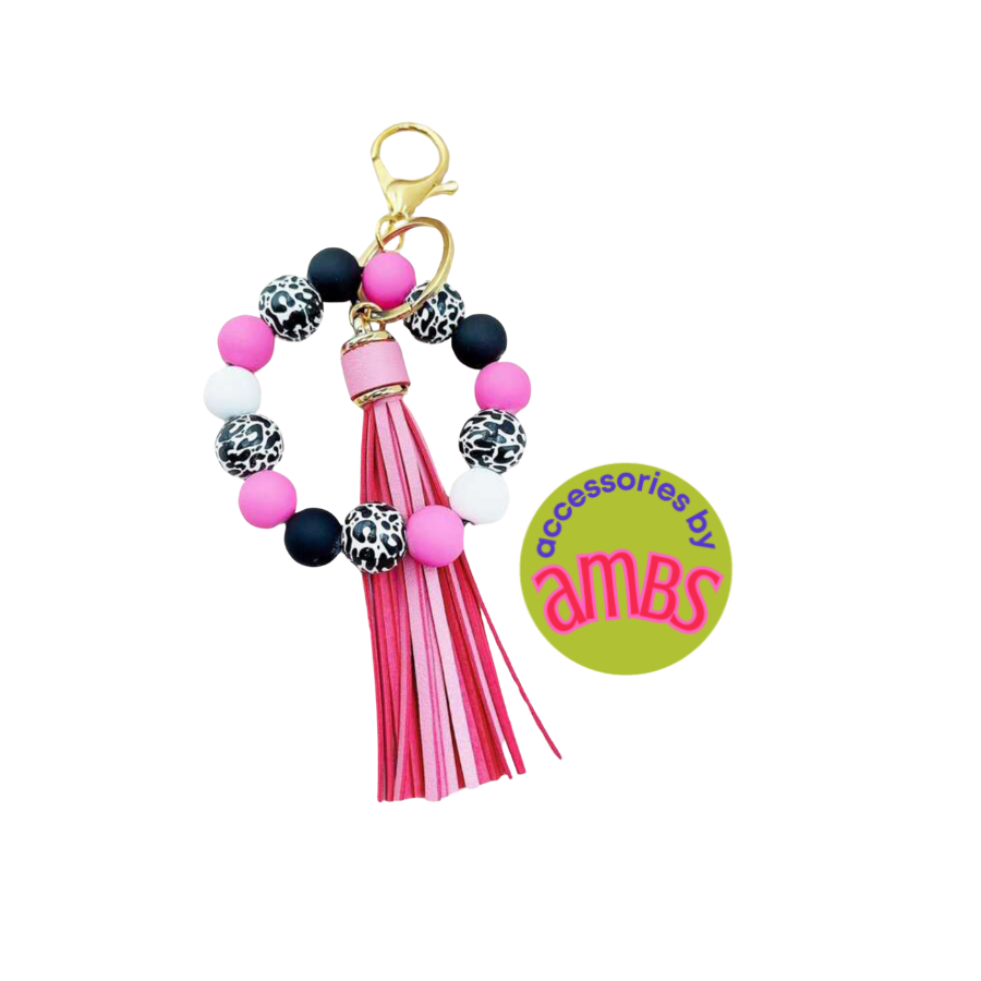 Beaded Bracelet Keychain with tassels