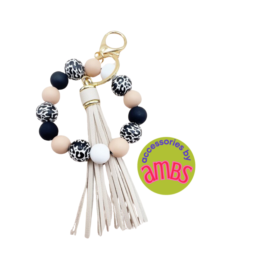 Beaded Bracelet Keychain with tassels