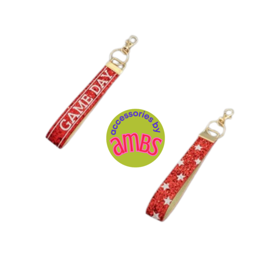 Red and White Gameday Keychain