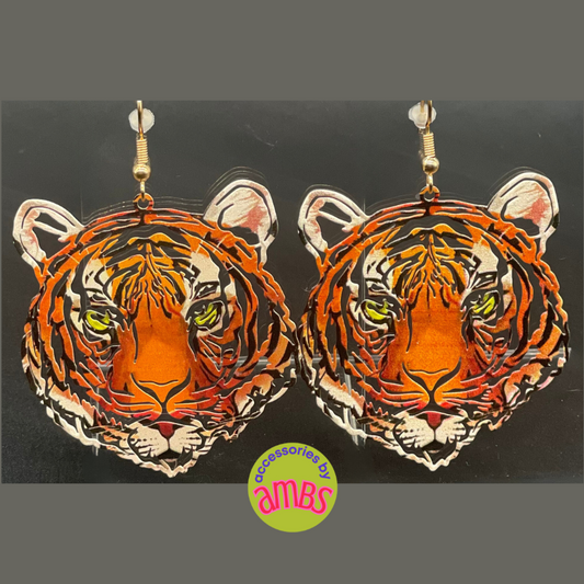 Metal Tiger cut out earrings