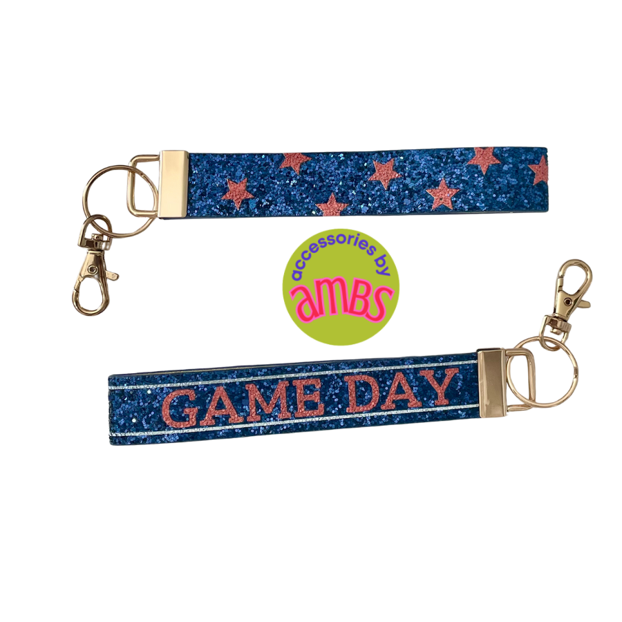 Navy and Orange Gameday Keychain