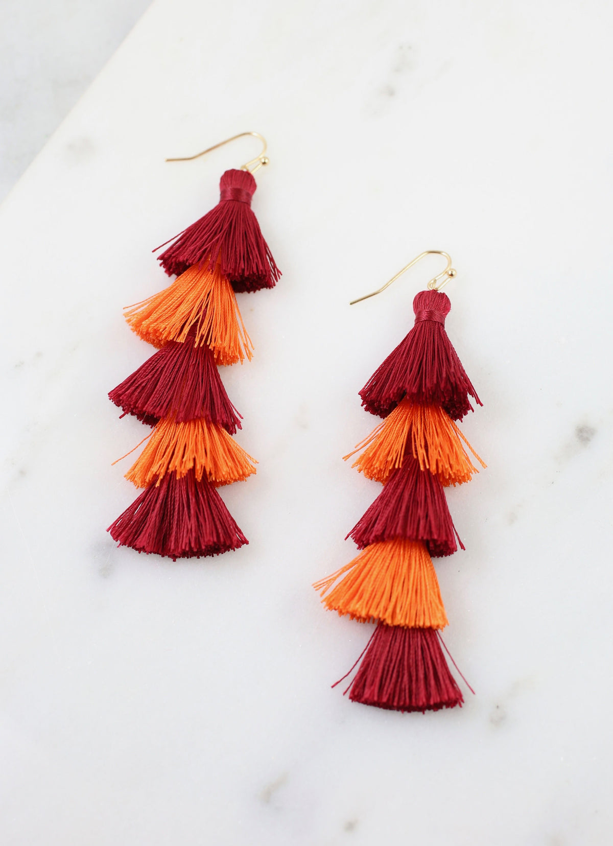 Maroon and Orange Game day Tassels