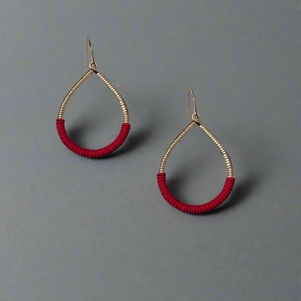 Red Bead Teardrop earrings